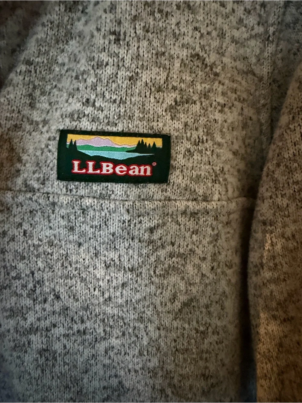 L.L. Bean Heather Gray Button-Style Fleece Pullover - Picture 3 of 4